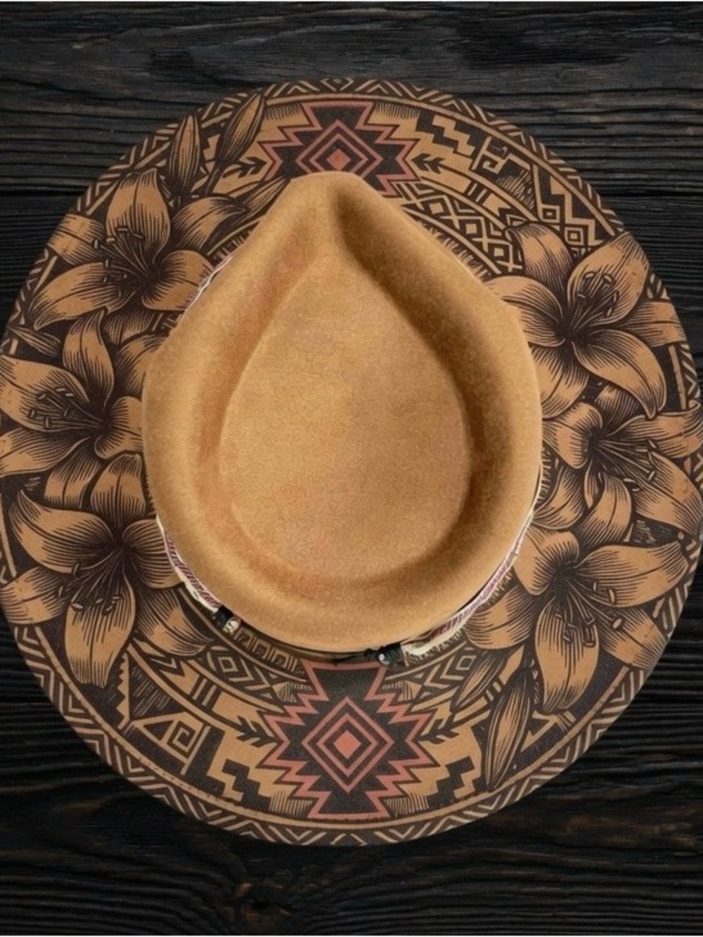 Aztec & Lilies western vegan suede wide brim fedora